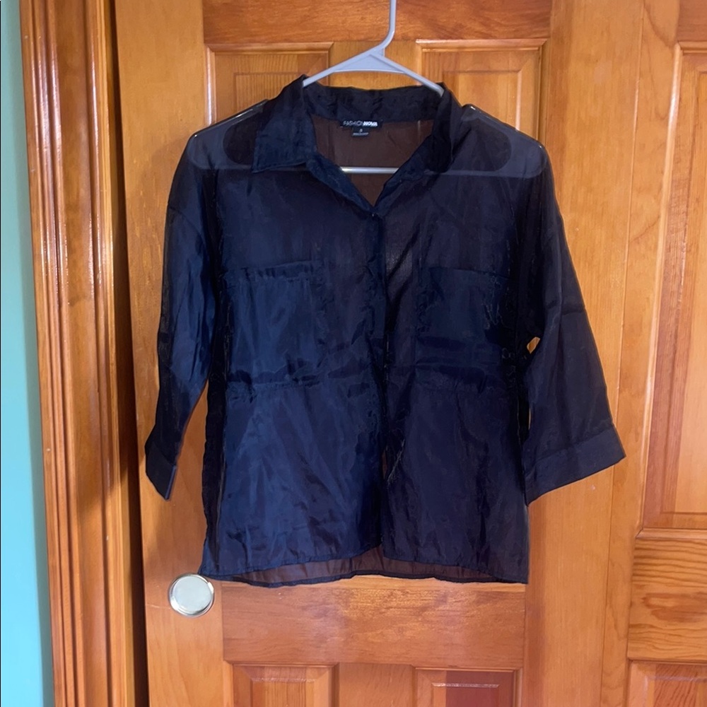 Fashion Nova Black Sheer Blouse
